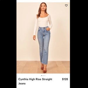 Reformation Blue Straight Leg Jeans